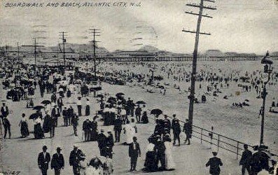 Boardwalk and Beach in Atlantic City, New Jersey