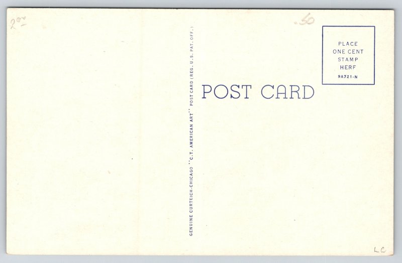 Peru Indiana~US Post Office On Corner~Vintage Linen Postcard