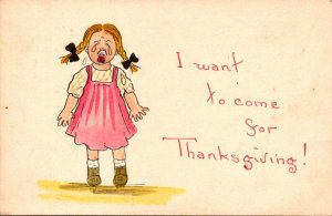 Thanksgiving Greetings With Crying Young Girl