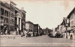 Looking North On Main St. From Hotel Green Danbury Connecticut Postcard C125