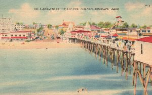 Vintage Postcard The Amusement Center And Pier Old Orchard Beach Maine J. S. Pub