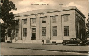 RPPC Post Office Clinton MO Missouri Street View w Car UNP Postcard