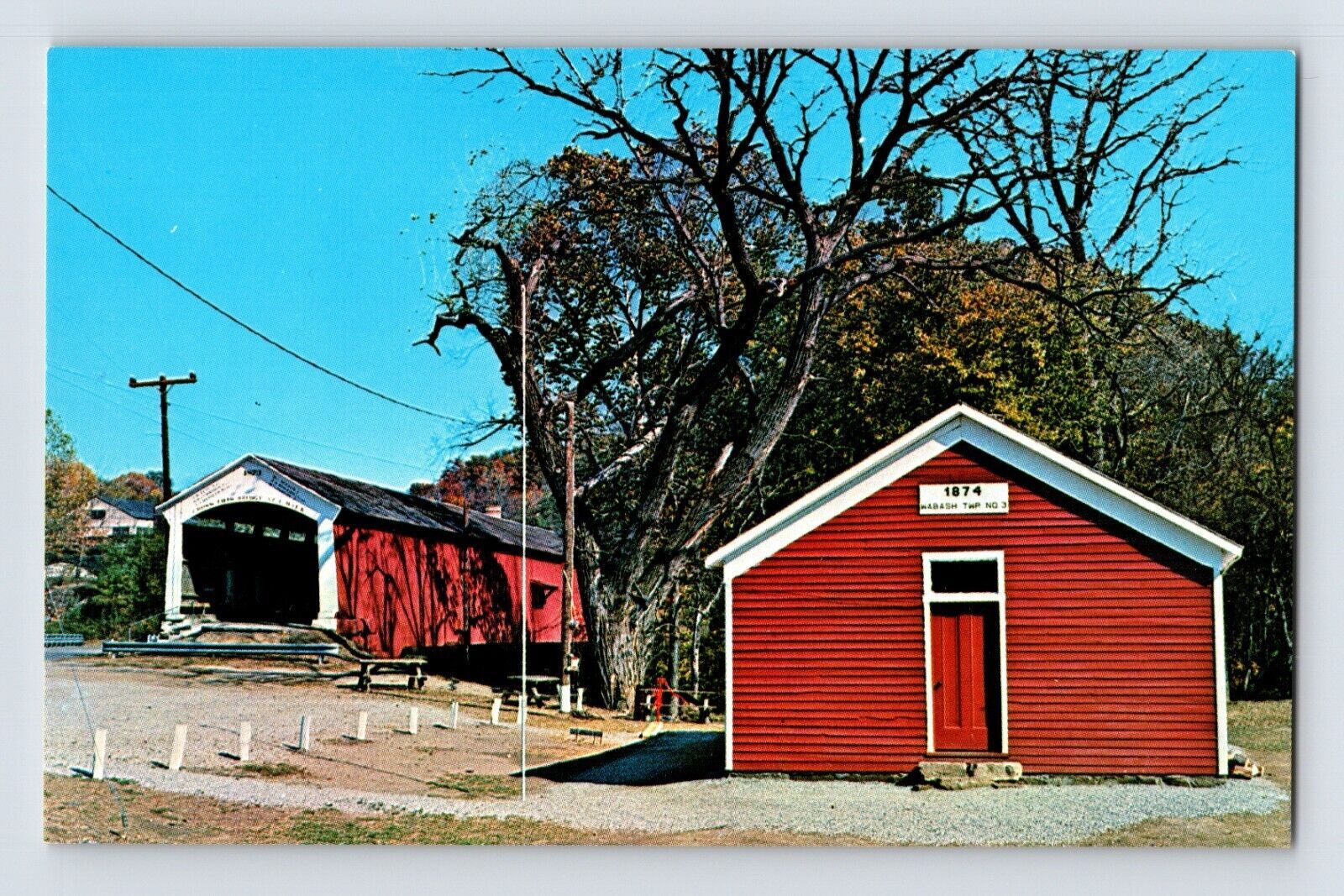 Postcard Indiana Mecca IN Covered Bridge Big Raccoon Creek Burr 1970s