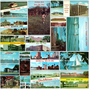 x22 Iowa SET #2 c1960s Greetings Postcard Lot City Chrome Photo Clear Lake A182