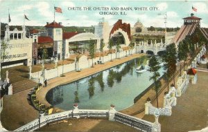 c1909 Postcard; White City Chicago IL Chute the Chutes & Basin Ride, Posted