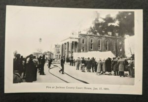 Mint Vintage Fire Jackson County Court House Ohio 1951 Real Photo Postcard RPPC