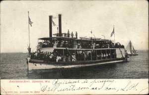 Oshkosh Wisconsin WI Excursion Boat c1910 Vintage Postcard