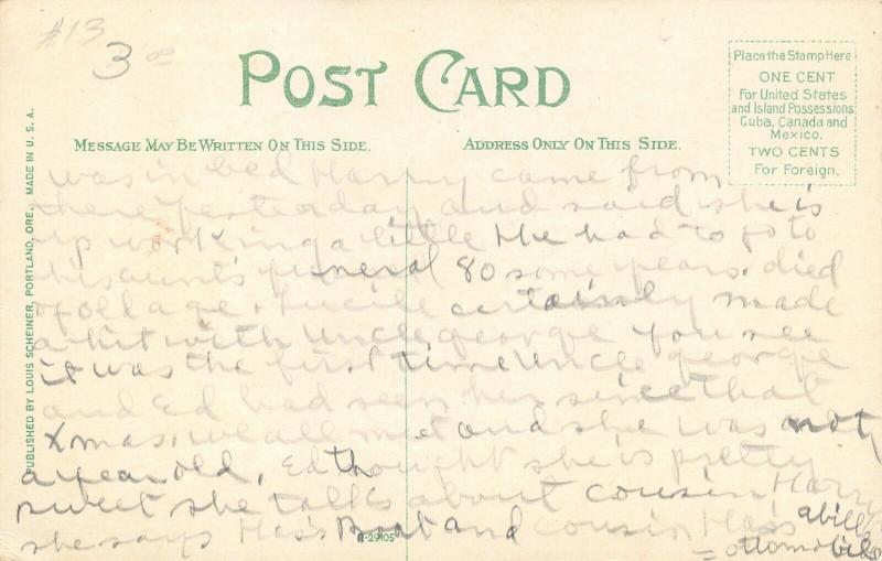 Portland Oregon~Trolley @ Chamber of Commerce Building~Businesses Each Side~1908