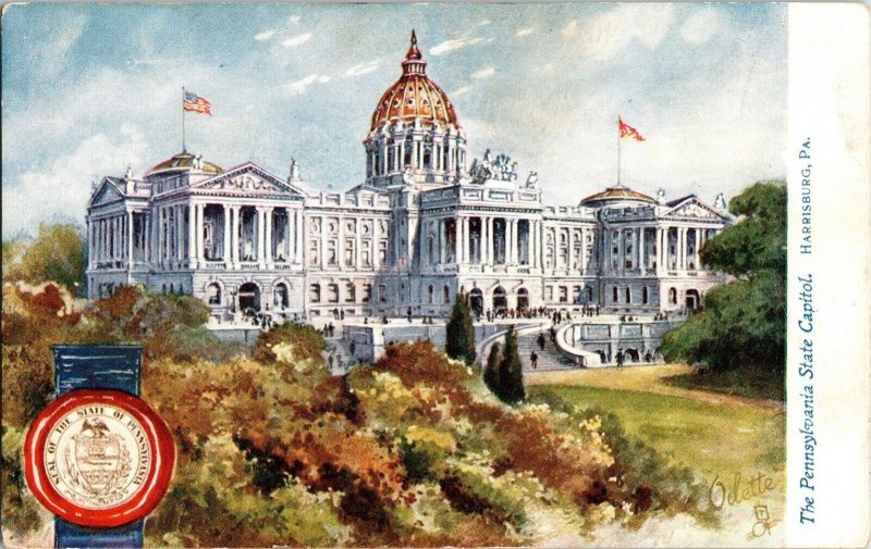 Pennsylvania State Capitol Harrisburg Tuck’s Thirteen Colonies Postcard Vintage 