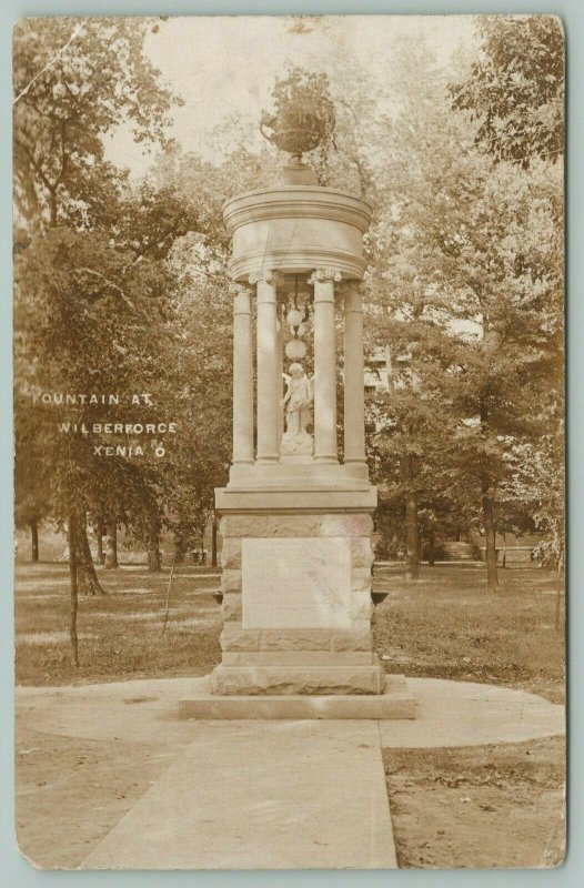 Xenia Ohio~Wilberforce University Campus Fountain~AME Church College~1910 RPPC 