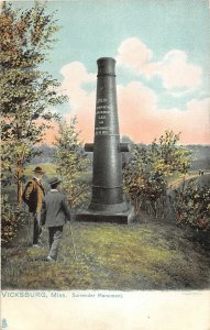 G77/ Vicksburg Mississippi Postcard c1910 Surrender Monument Men