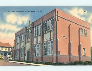 Unused Linen ST. ANN SCHOOL Freeland Pennsylvania PA Q9107