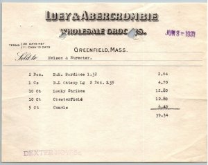 1931  Greenfield  Massachusetts  luey & Abercrombie Grocers   Receipt   8 x 6