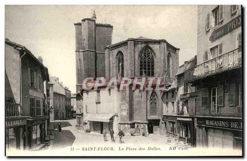 Old Postcard Saint Flour Place des Halles