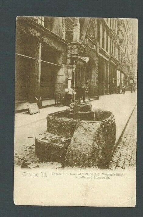 Ca 1903 Post Card Chicago IL Fountain In Front Of Willard Hall Womens Bldg----