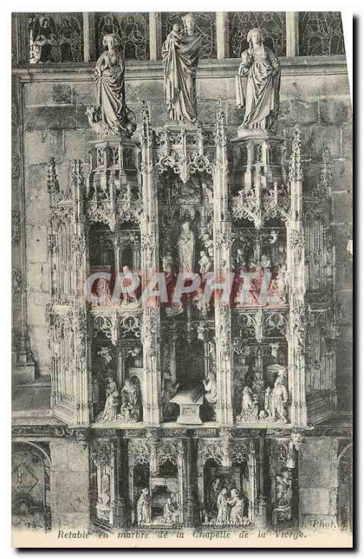 CARTE Postale Bourg Old Brou Church marble altarpiece of the Chapel of the Vi...