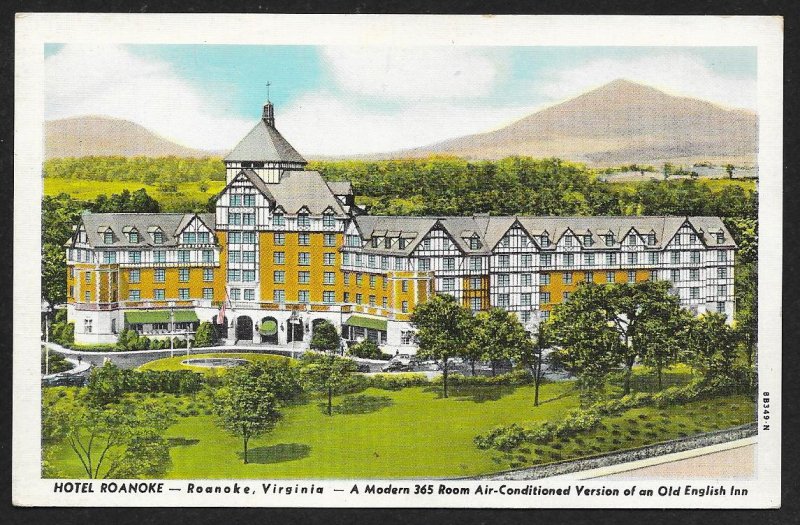 Hotel Roanoke Old English Inn Roanoke Virginia Unused c1948