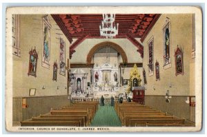 1925 Church of Guadalupe Interior Ciudad Juarez Mexico Vintage Postcard