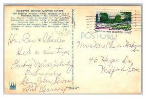 Charter House Motel Portland Maine ME Chrome Postcard Y3