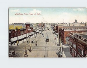 Postcard Broadway Avenue Fargo North Dakota USA