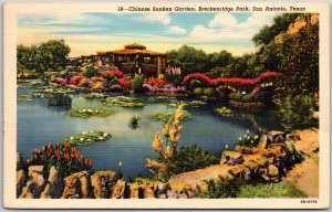 San Antonio Texas TX, 1945 Chinese Sunken Garden, Breckenridge Park, Postcard