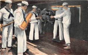 Gun Drill On Board US Warship Navy Sailors Military 1907 Vintage Postcard