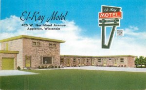 Wisconsin Appleton El-Kay Motel Schwartz roadside Postcard 22-6494