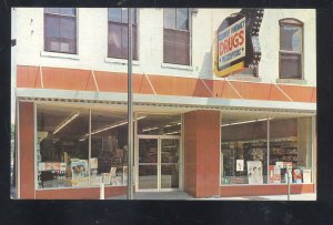 RUSHVILLE INDIANAN PHARMACY DRUG STORE VINTAGE ADVERTISING POSTCARD