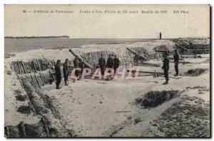 Postcard Old Army Fortress Artillery School has fire 155 Pieces Short Model 1...