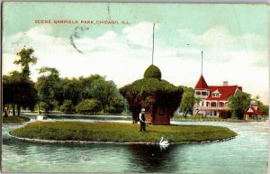 Lake Scene Garfield Park Chicago IL Vintage Postcard R05