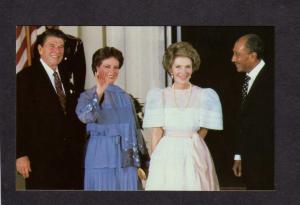 President Ronald Reagan Nancy Anwar Sadat Egyptian Postcard White House DC