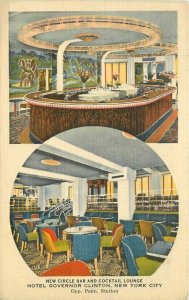 New York Hotel Governor Clinton 1940s Postcard Interior Baumann roadside 21-6468