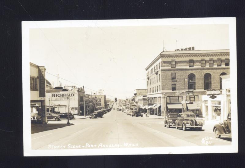 RPPC PORT ANGELES WASHINGTON DOWNTOWN 1940's CARS REAL PHOTO POSTCARD