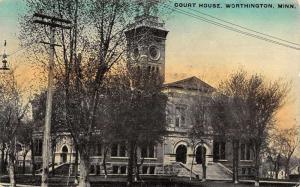 Worthington Minnesota birds eye view local court house antique pc Z12746