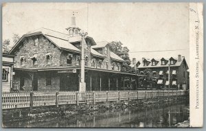 LAMBERTVILLE NJ RAILROAD DEPOT RAILWAY TRAIN STATION 1912 ANTIQUE POSTCARD