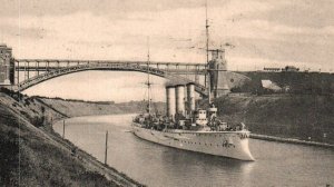 SMS Bremen Kaiser Wilhelm Canal Bridge German Imperial Navy Cruiser WWI c1910s