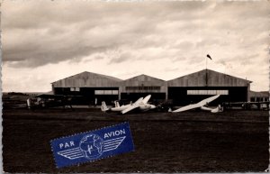 Real Photo Postcard Early Airplanes, Airport, Hangers Par Avion