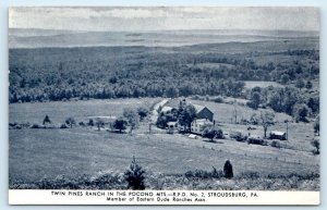 STROUDSBURG, PA Pennsylvania ~ The Poconos ~ TWIN PINES DUDE RANCH 1943 Postcard