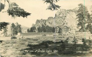 Cart Ray Crater Lake Oregon 1930s Lodge Rim RPPC Photo Postcard 7613