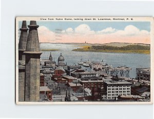 Postcard View from Notre Dame, looking down St. Lawrence, Montreal, Canada