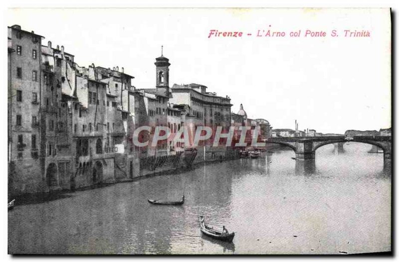 Old Postcard Firenze L & # 39Arno Col S Ponte Trinita
