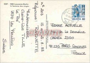 Modern Postcard Lausanne Ouchy fountain monkeys