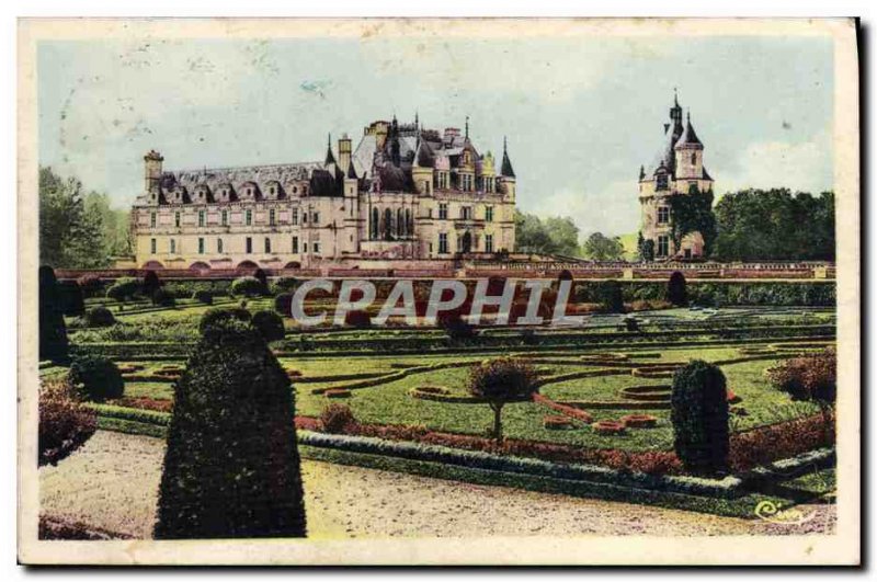 Old Postcard Chenonceaux Chateau and Gardens