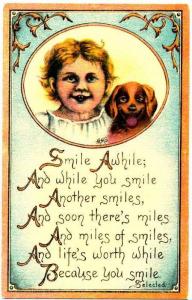 MMS Signed Dog and Girl Poetic Postcard