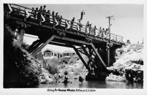 RPPC Diving for Pennies Whaka, Rotorua New Zealand Māori c1930s Vintage Postcard