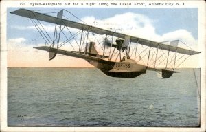 Atlantic City NJ HydroAeroplane Ocean Front Good Message c1922 Vintage Postcard