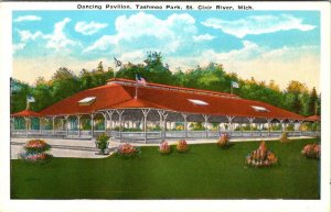 St Clair River, MI Michigan  DANCING PAVILION~TASHMOO PARK  ca1920's Postcard