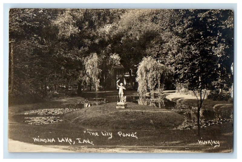 c1910's The Lily Pond Winona Lake Indiana IN RPPC Photo Antique Postcard 