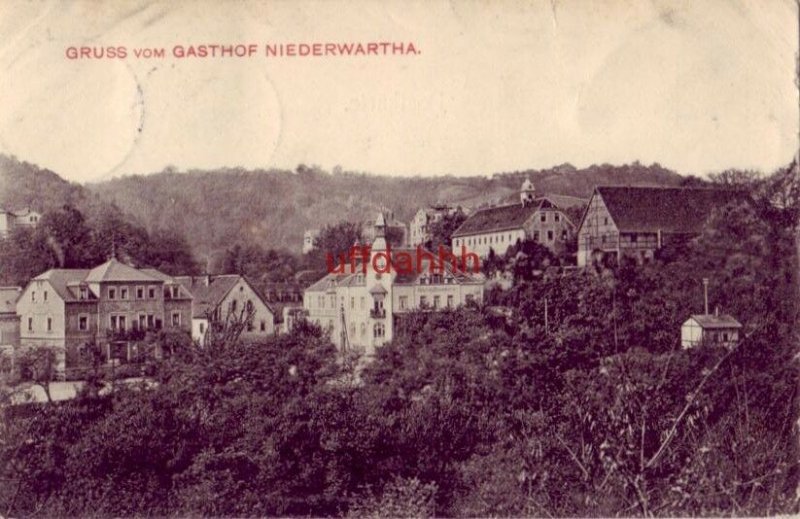 GRUSS VOM GASTHOF NIEDERWARTHA GERMANY 1906