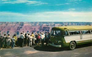 Postcard Arizona Grand Canyon Hopi Point 1950s Bus Fred Harvey 23-650